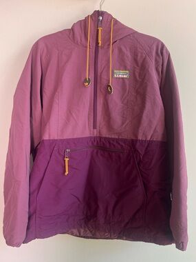 L.L. Bean Two-Tone Pullover Jacket in Mauve and Plum with Yellow Accents
